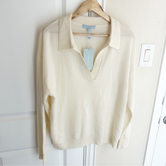 NWT Antonio Melani Collared Cashmere Sweater Ivory - Picture 2 of 4